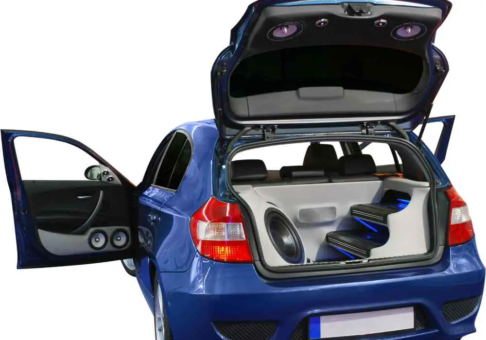great subwoofer system in car trunk